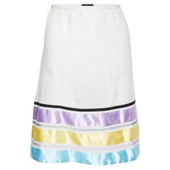 Emporio Armani Off-White Ramie Contrast Trim Mini Skirt M