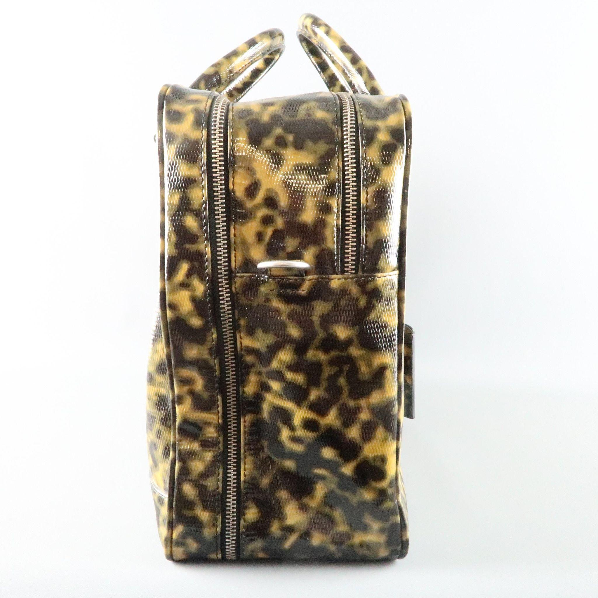 Brown EMPORIO ARMANI Olive Camouflage Patent Leather Briefcase
