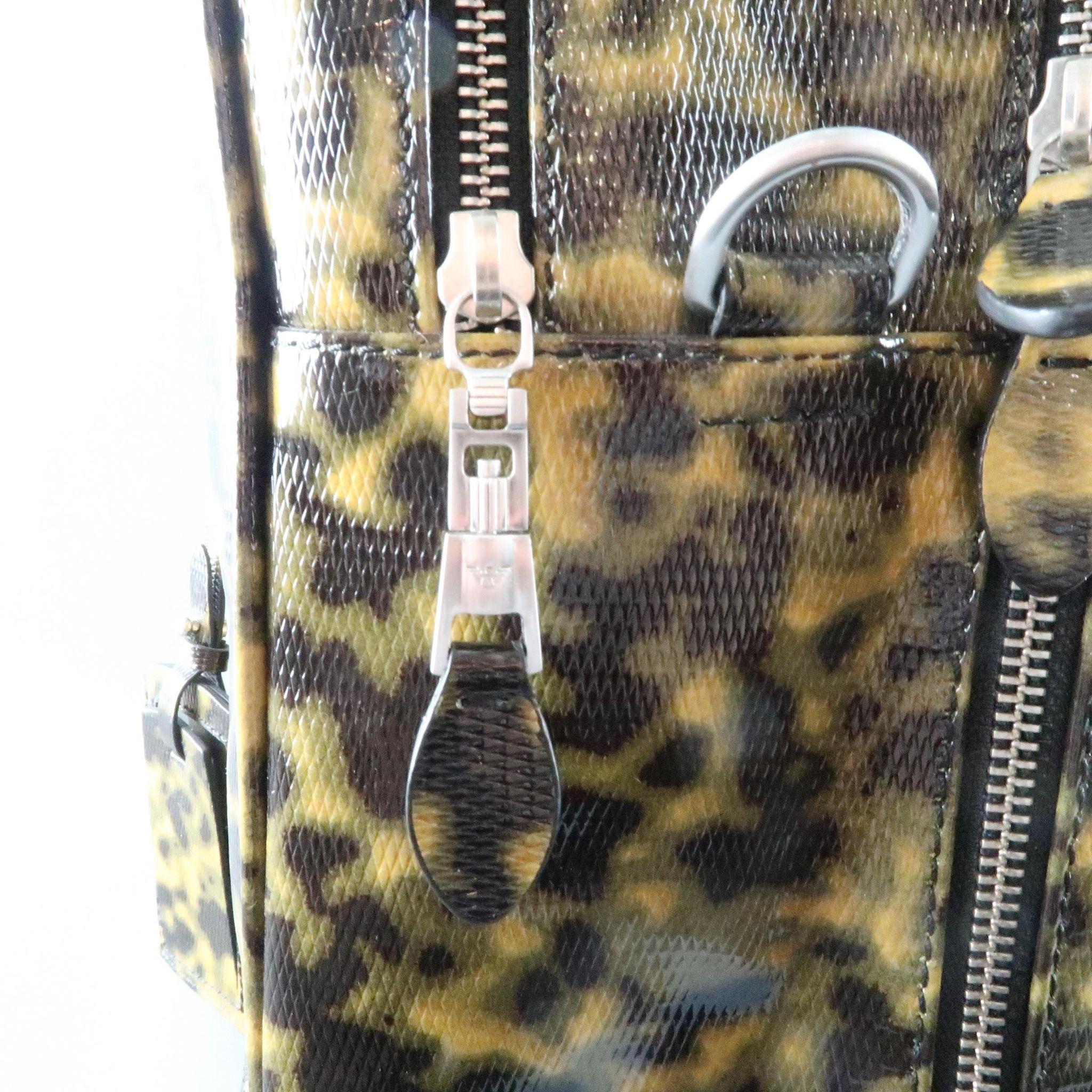 EMPORIO ARMANI Olive Camouflage Patent Leather Briefcase 1