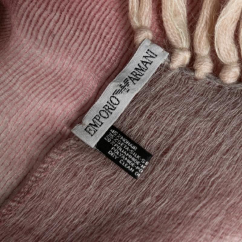 Beige Sciarpa con frange in mohair e seta Emporio Armani Ombre in vendita