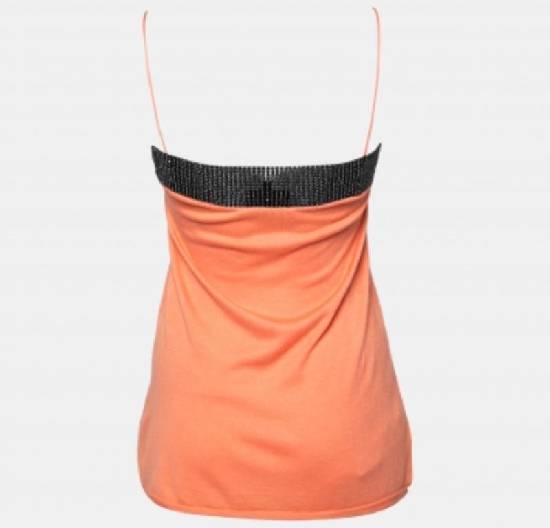 Arancia Emporio Armani - Top in maglia senza maniche con dettaglio di perline S in vendita