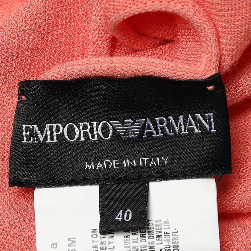 Emporio Armani Orange Knit Embellished Detail Halter Neck Mini Dress S In Good Condition For Sale In Dubai, Al Qouz 2