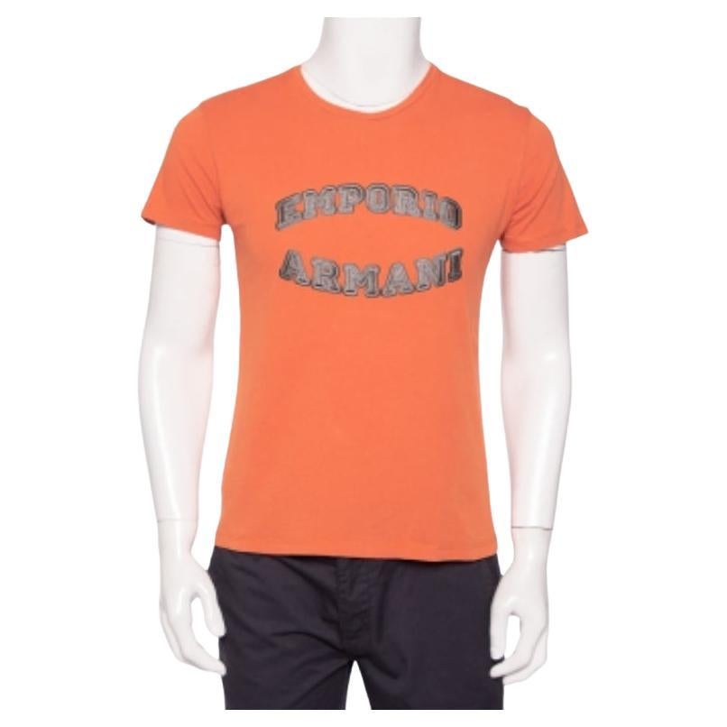 Emporio Armani Orange Logo Brodé Coton Crewneck T-Shirt M.
