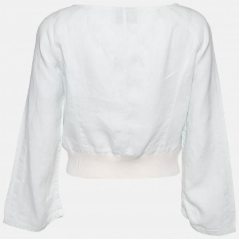 De las mujeres Emporio ARMANI Chaqueta recortada con cremallera azul pálido M en venta