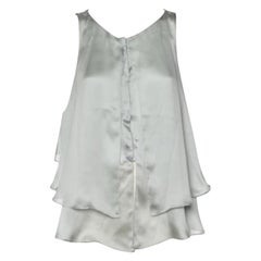 Emporio Armani Pale Green Silk Layered Sleeveless Button Front Top M