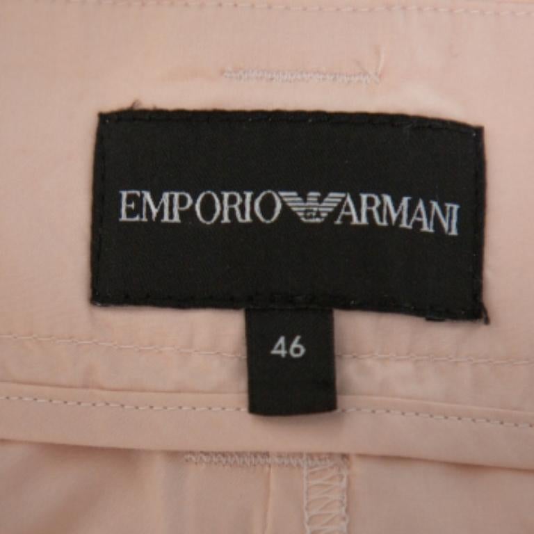Women's Emporio Armani Pale Pink Cotton Wide Leg Trousers L For Sale