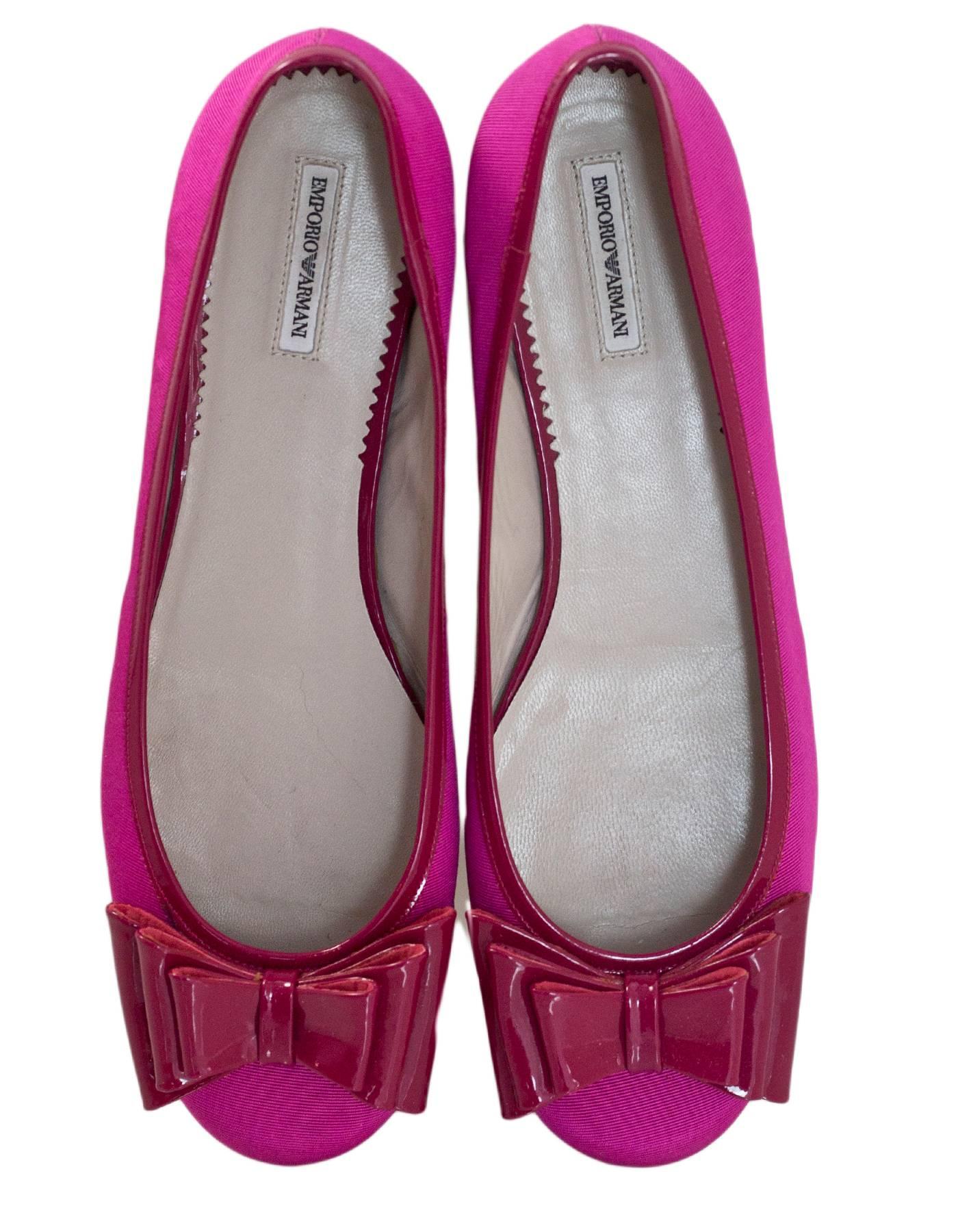 Emporio Armani Pink Ballet Flats with Bow Sz 39 with Box, DB In Excellent Condition In New York, NY