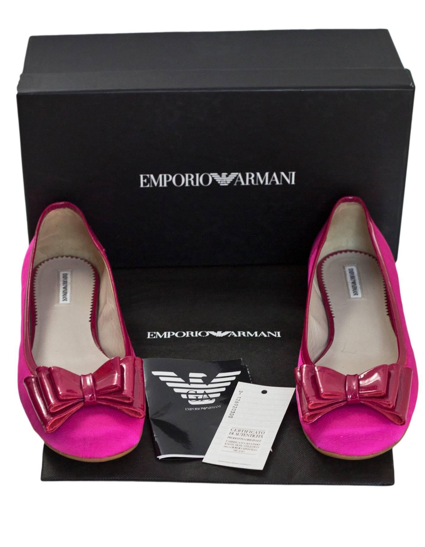 Emporio Armani Pink Ballet Flats with Bow Sz 39 with Box, DB 2