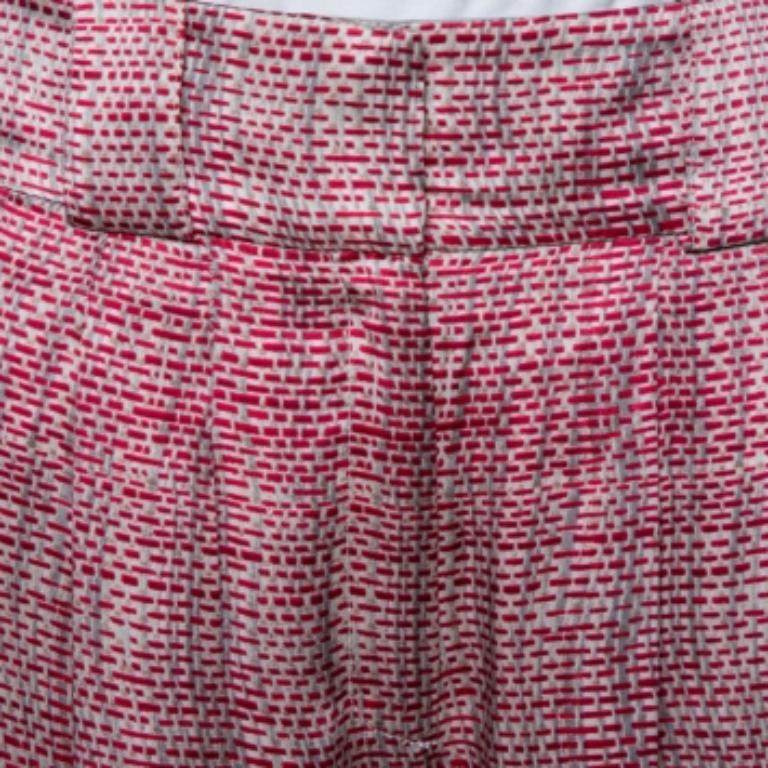 Women's Emporio Armani Pink & Grey Printed Silk Palazzo Pants M For Sale