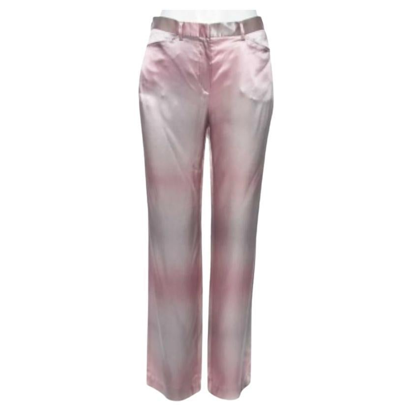 Emporio ARMANI Pantalones de seda rosa y gris M