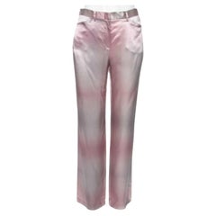Emporio ARMANI Pantalones de seda rosa y gris M