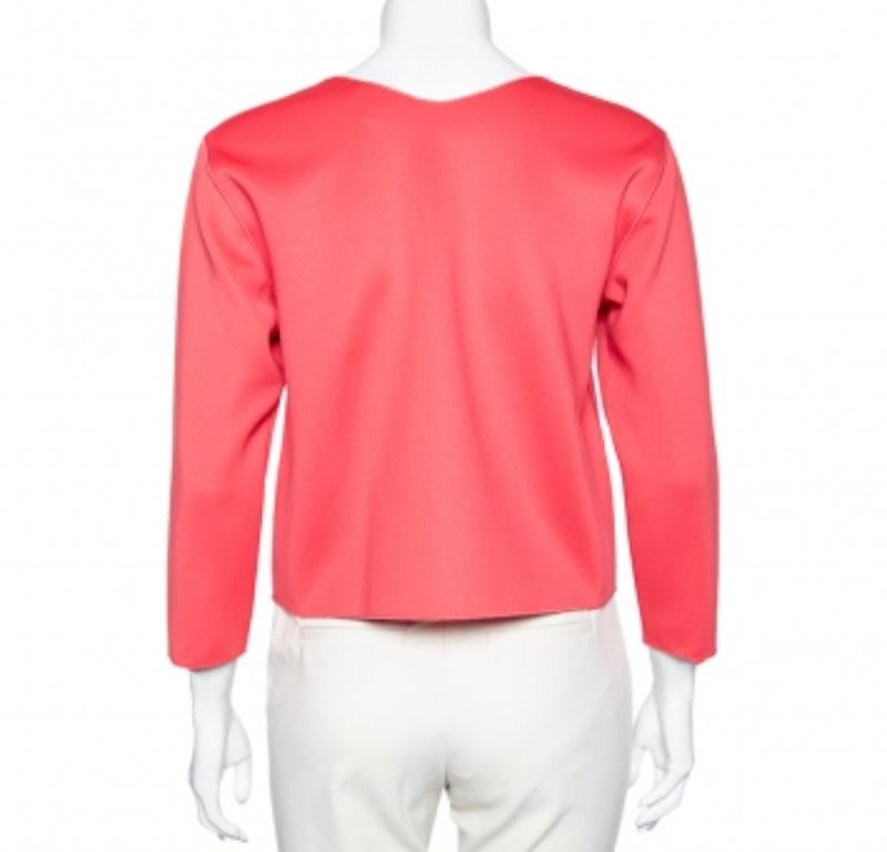 Emporio Armani Top a maniche lunghe in jersey rosa con logo in rilievo M. I. in vendita 1