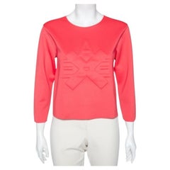 Emporio Armani haut à manches longues en jersey rose avec logo embossé M