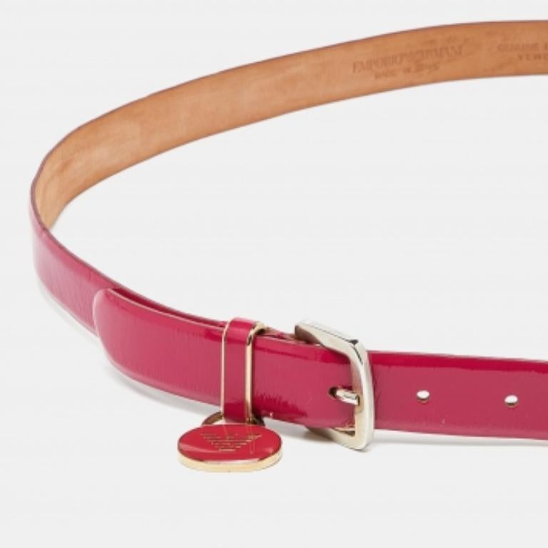 Emporio ARMANI Cinturón de charol rosa 95CM en venta 2