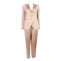 Emporio Armani Rosa Satin-Anzug, zweiteilig, Größe M