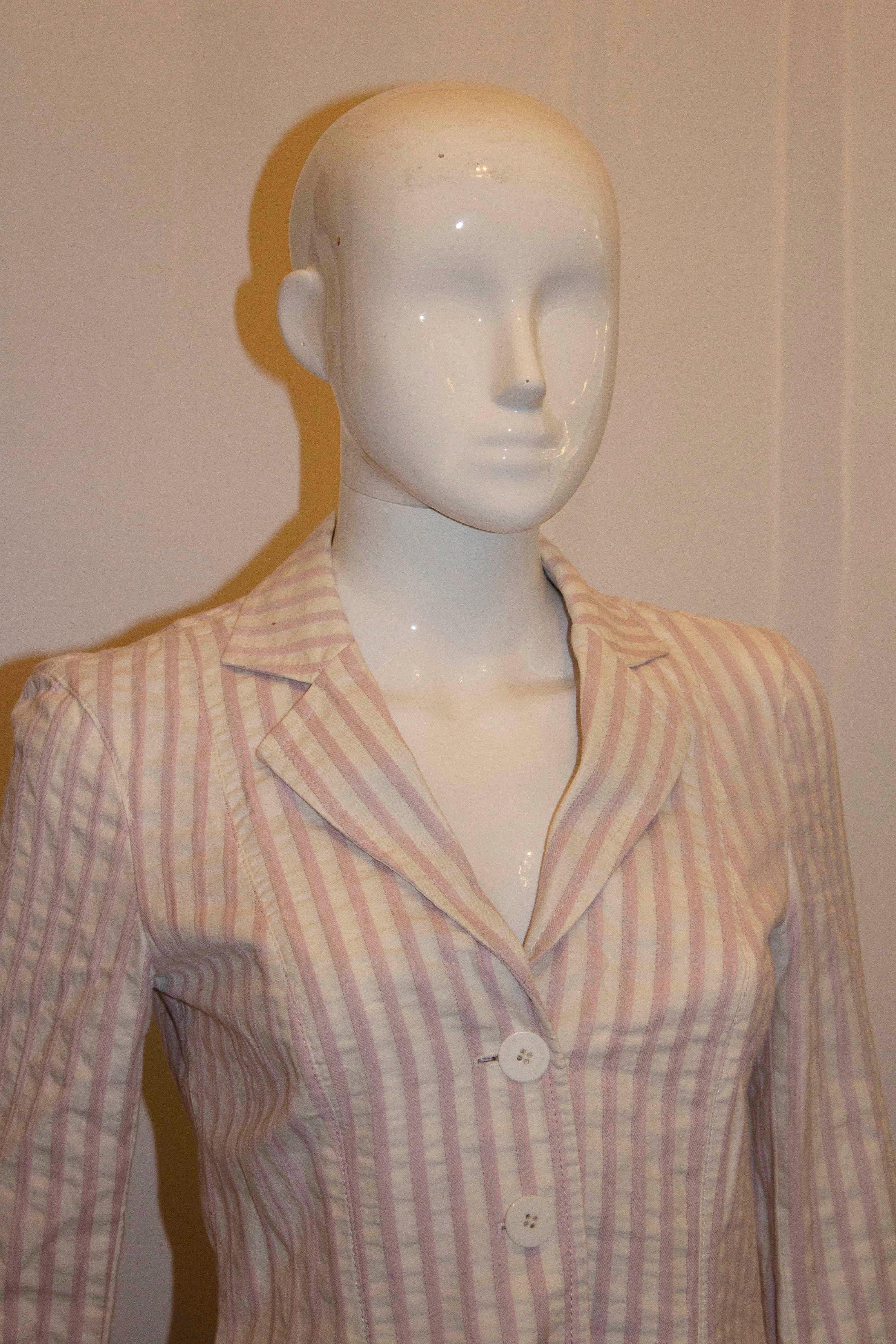 Gray Emporio Armani Pink StripeJacket For Sale