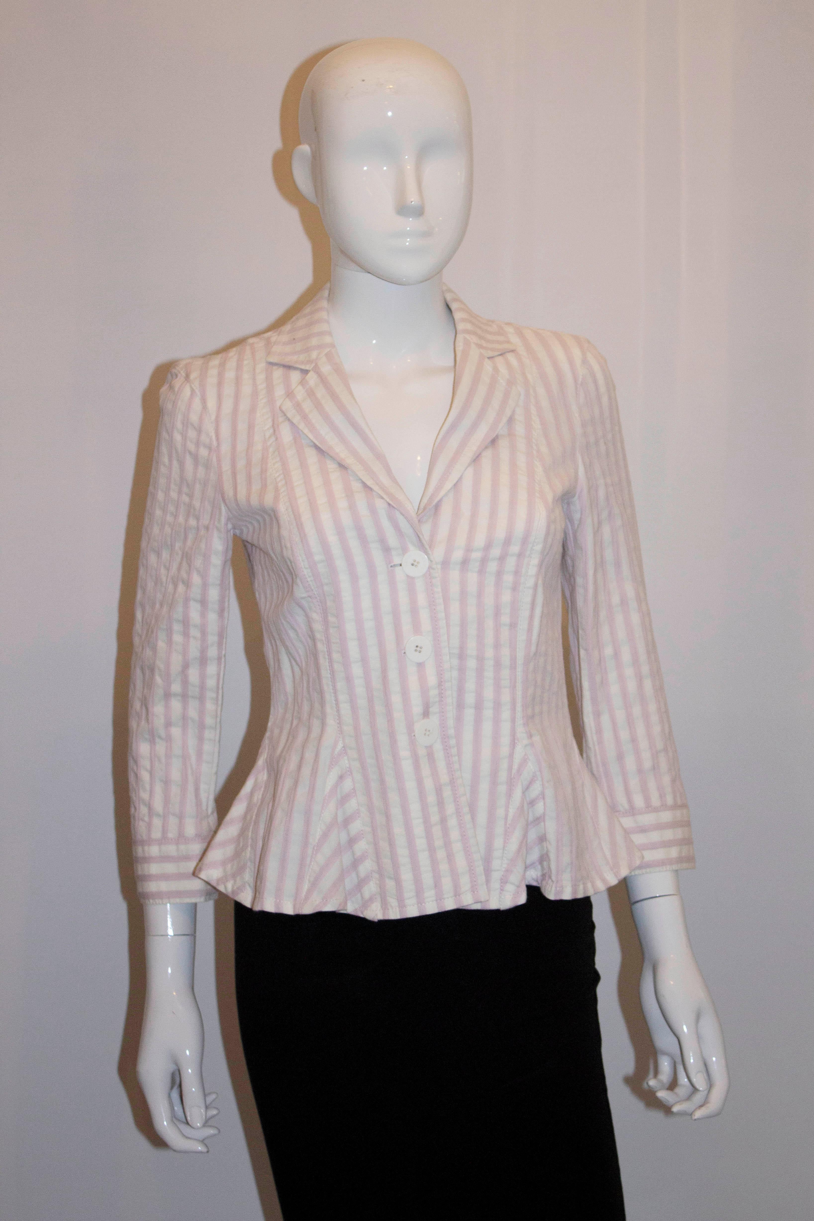 Emporio Armani Pink StripeJacket In Good Condition For Sale In London, GB