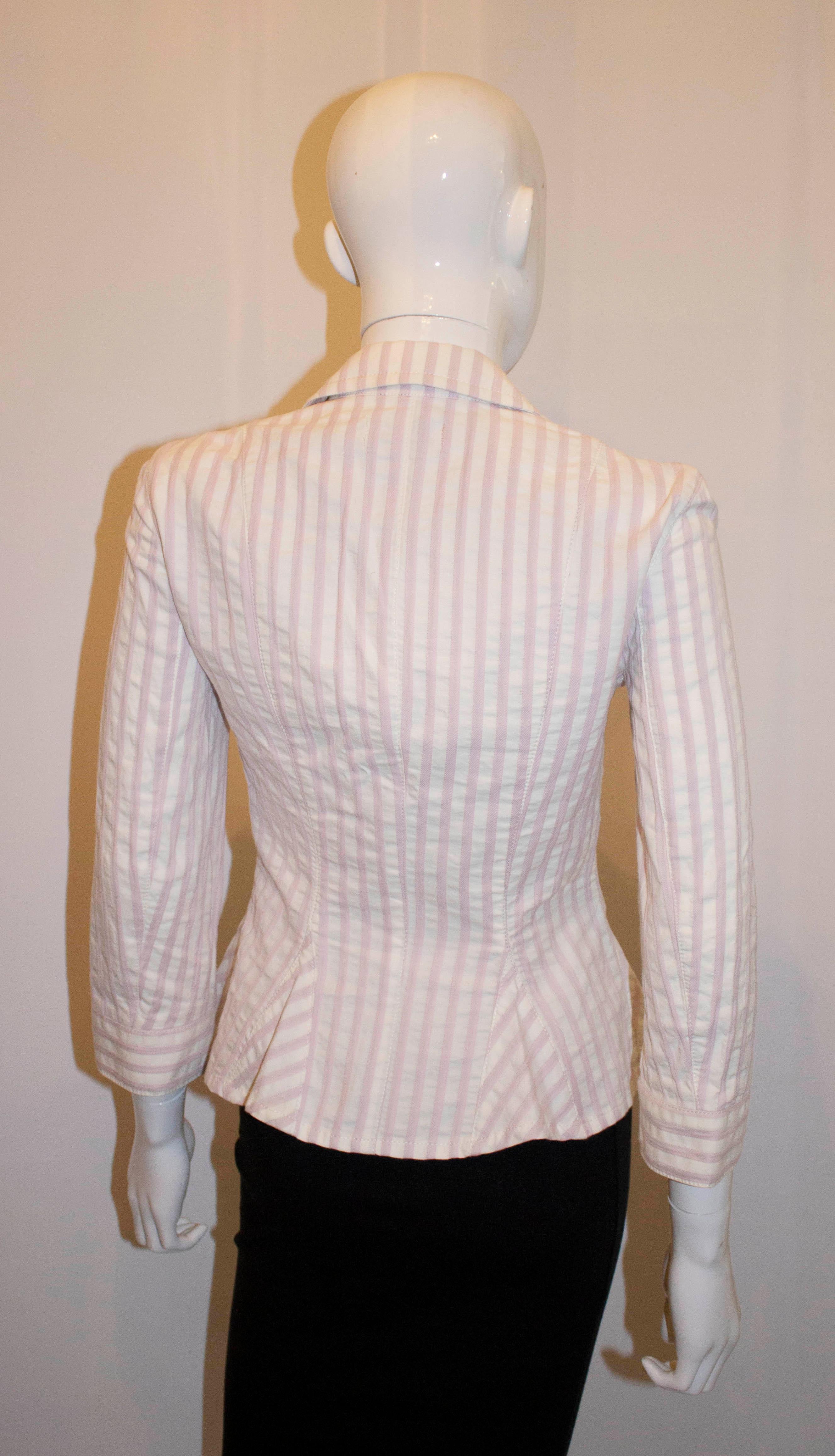Women's or Men's Emporio Armani Pink StripeJacket For Sale