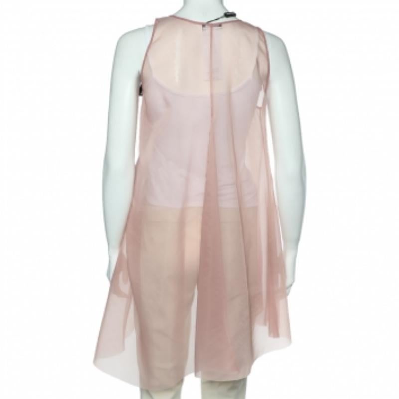 Beige EMPORIO ARMANI - Top senza maniche in taffetà rosa, M. in vendita