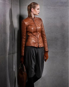 Emporio Armani PRE-FALL 2011 Napoleon Brown Leather Jacket