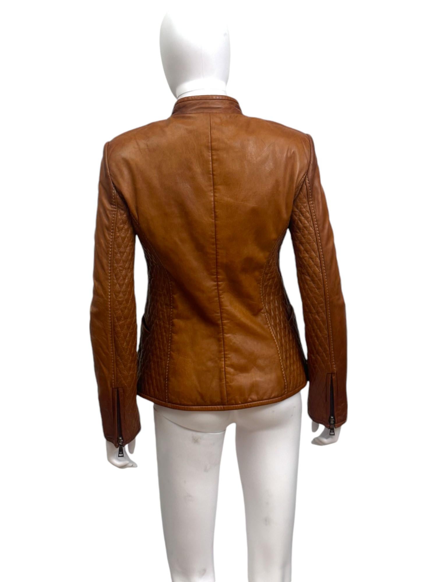 Emporio Armani PRE-FALL 2011 Napoleon Brown Leather Jacket at 1stDibs
