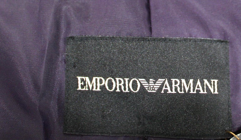 Emporio Armani Purple Faux Leather Kidassia Goat Fur Jacket circa