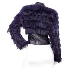 Emporio Armani Purple Faux Leather Kidassia Goat Fur Jacket circa 2007