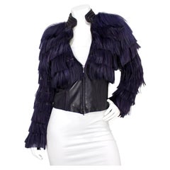 Emporio Armani Purple Faux Leather Kidassia Goat Fur Jacket circa 2007