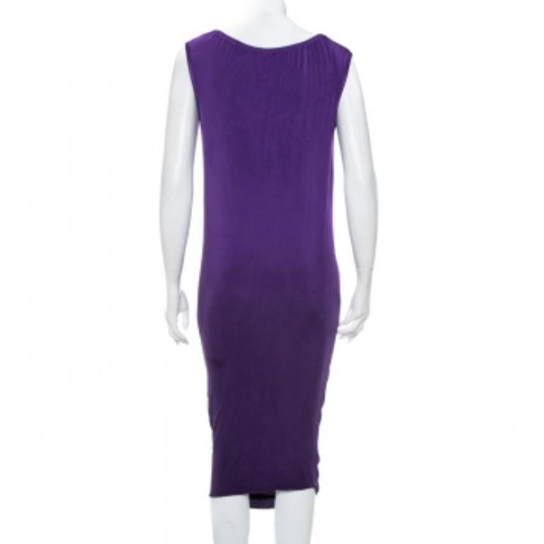 Emporio Armani Purple Knit Sleeveless Shift Dress M In Good Condition For Sale In Dubai, Al Qouz 2