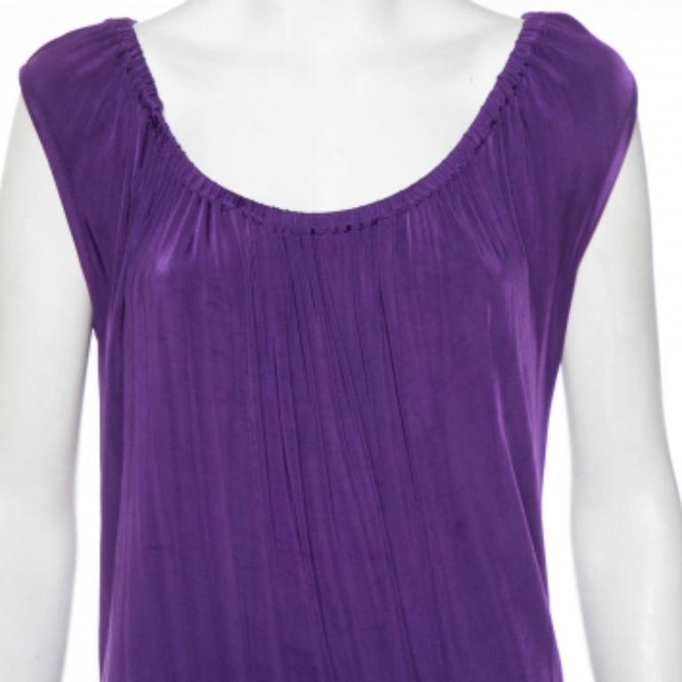 Women's Emporio Armani Purple Knit Sleeveless Shift Dress M For Sale