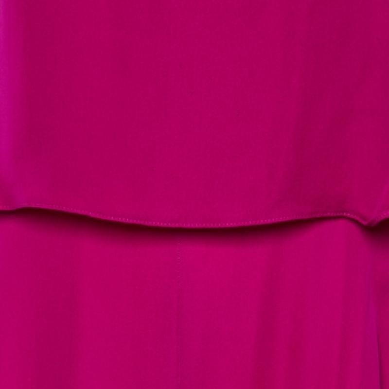 Emporio Armani Purple Silk Ruffle Overlay Detail Sleeveless Maxi Dress M In Good Condition For Sale In Dubai, Al Qouz 2