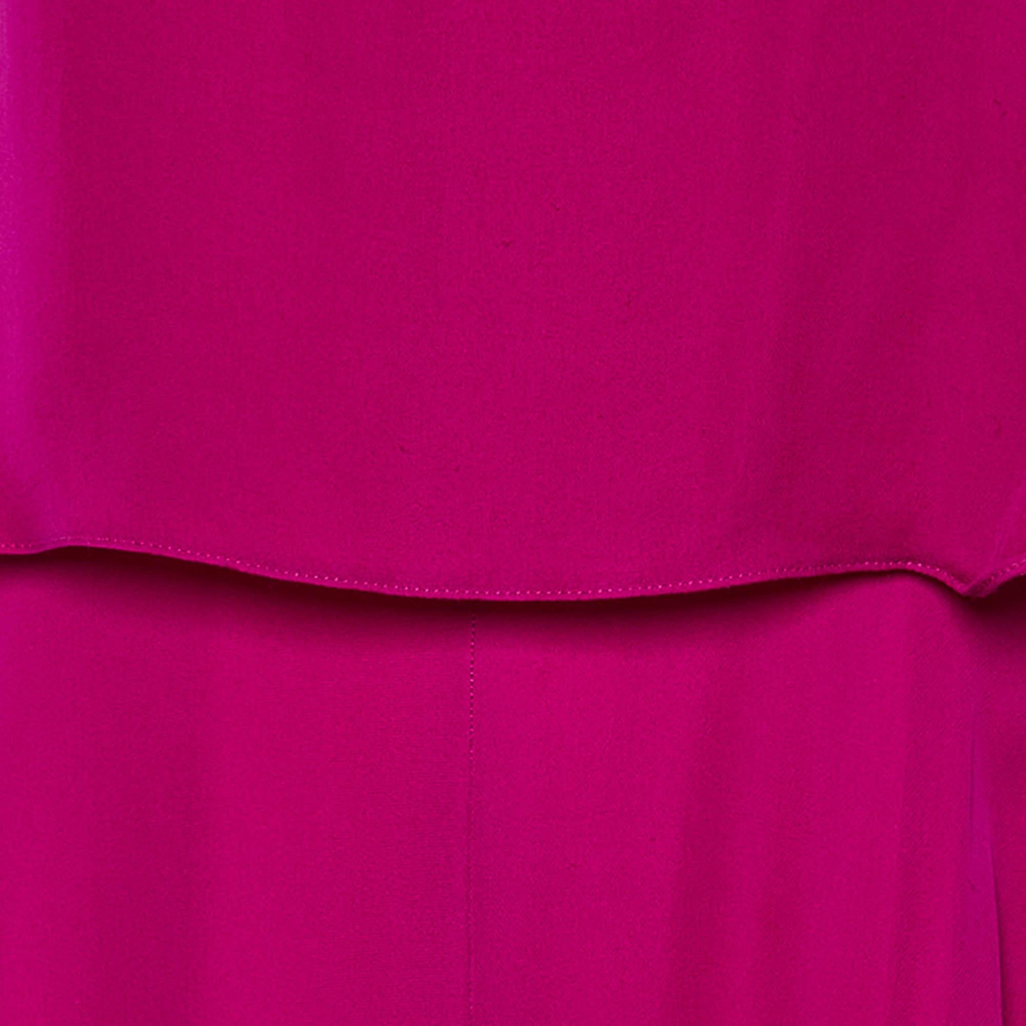 Emporio Armani Purple Silk Ruffle Overlay Detail Sleeveless Maxi Dress M In Good Condition In Dubai, Al Qouz 2