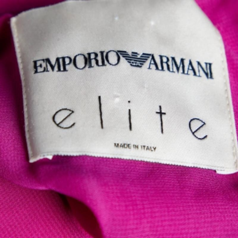 Women's Emporio Armani Purple Silk Ruffle Overlay Detail Sleeveless Maxi Dress M For Sale