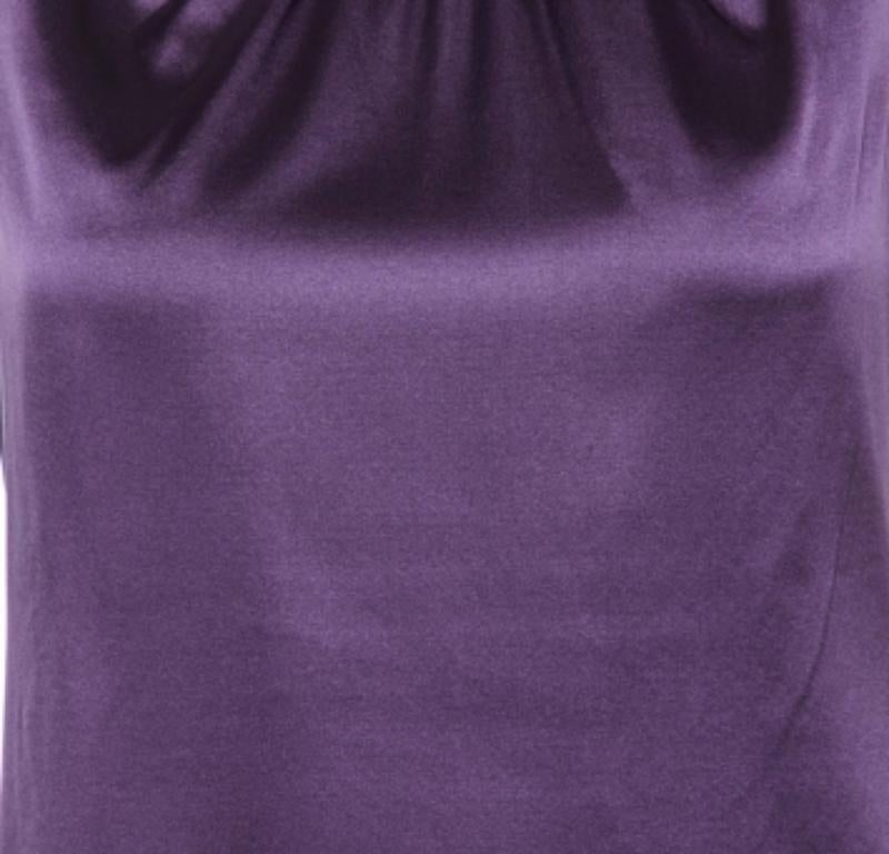 Noir Emporio ARMANI - Top sans manches en satin de soie violet S