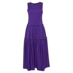 Emporio ARMANI Vestido midi con volantes de lana morado S