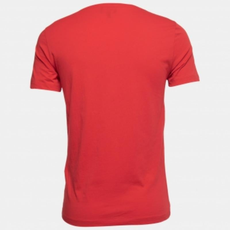 De los hombres Emporio ARMANI Camiseta cuello redondo estampada algodón rojo M en venta