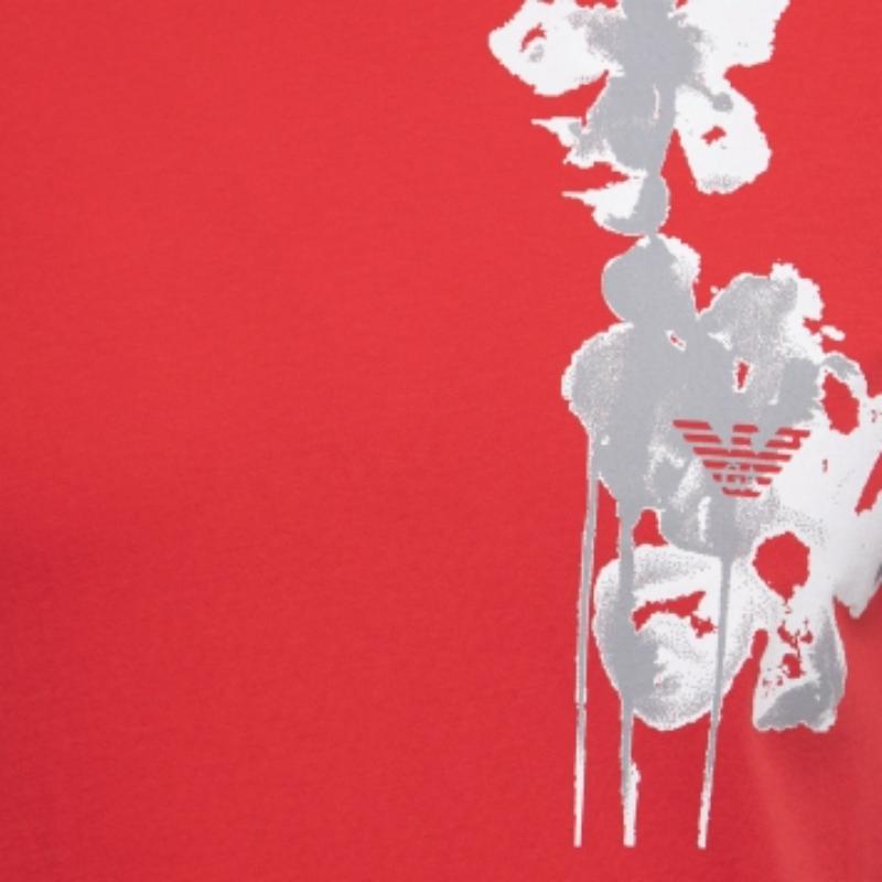 Emporio ARMANI Camiseta cuello redondo estampada algodón rojo M en venta 1