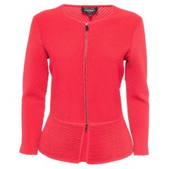 Emporio Armani Red Ottoman Knit Peplum Jacket M