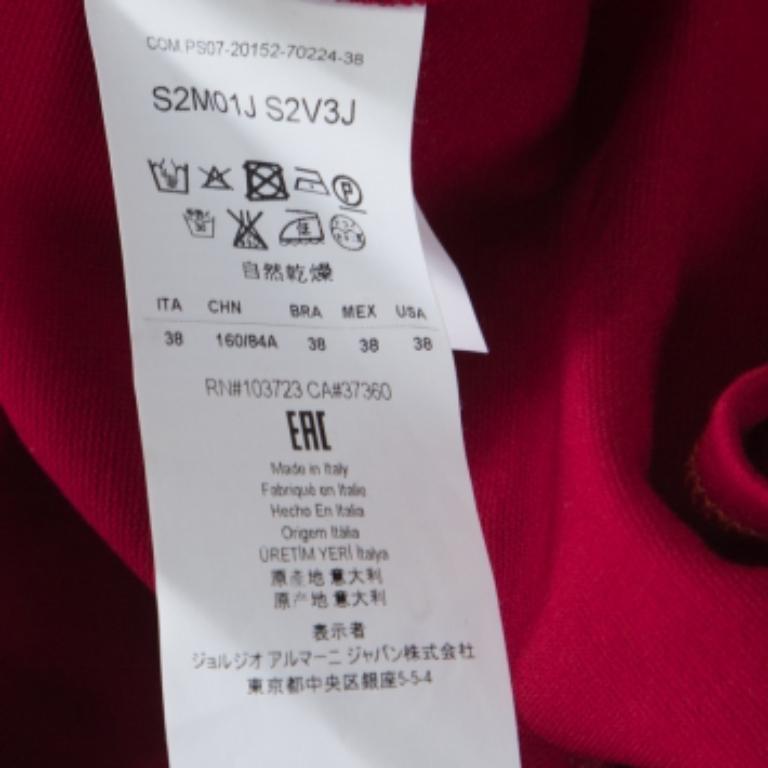 Rouge Emporio Armani Red Twist Front Detail Short Sleeve Top S en vente