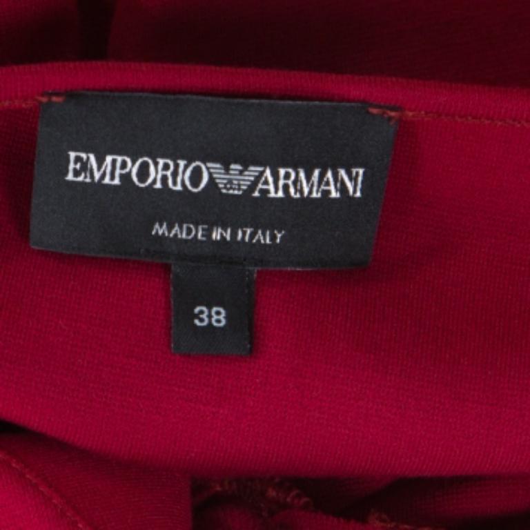 Emporio Armani Red Twist Front Detail Short Sleeve Top S Pour femmes en vente