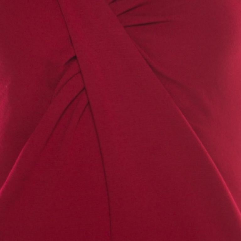 Emporio Armani Red Twist Front Detail Short Sleeve Top S en vente 2