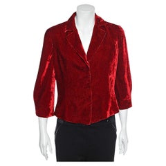 Emporio Armani Roter Blazer aus Samt mit Knopfleiste L