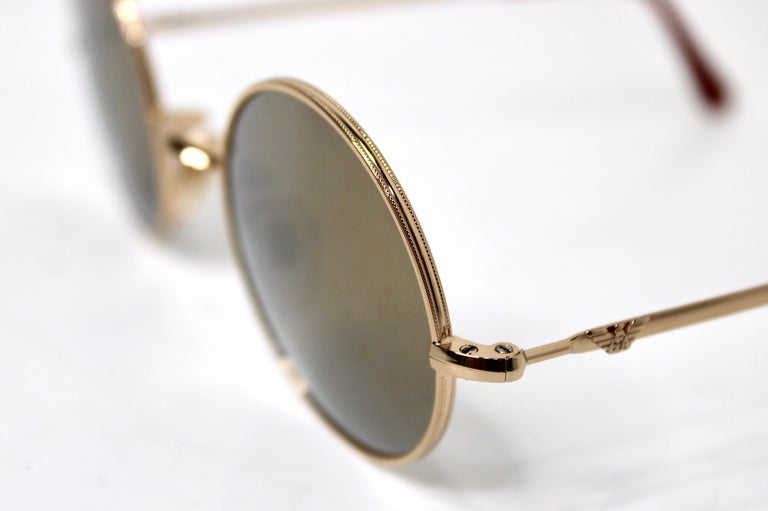 Emporio Armani Round Mirrored Lens Gold-Tone Metal Frame  display picture 2