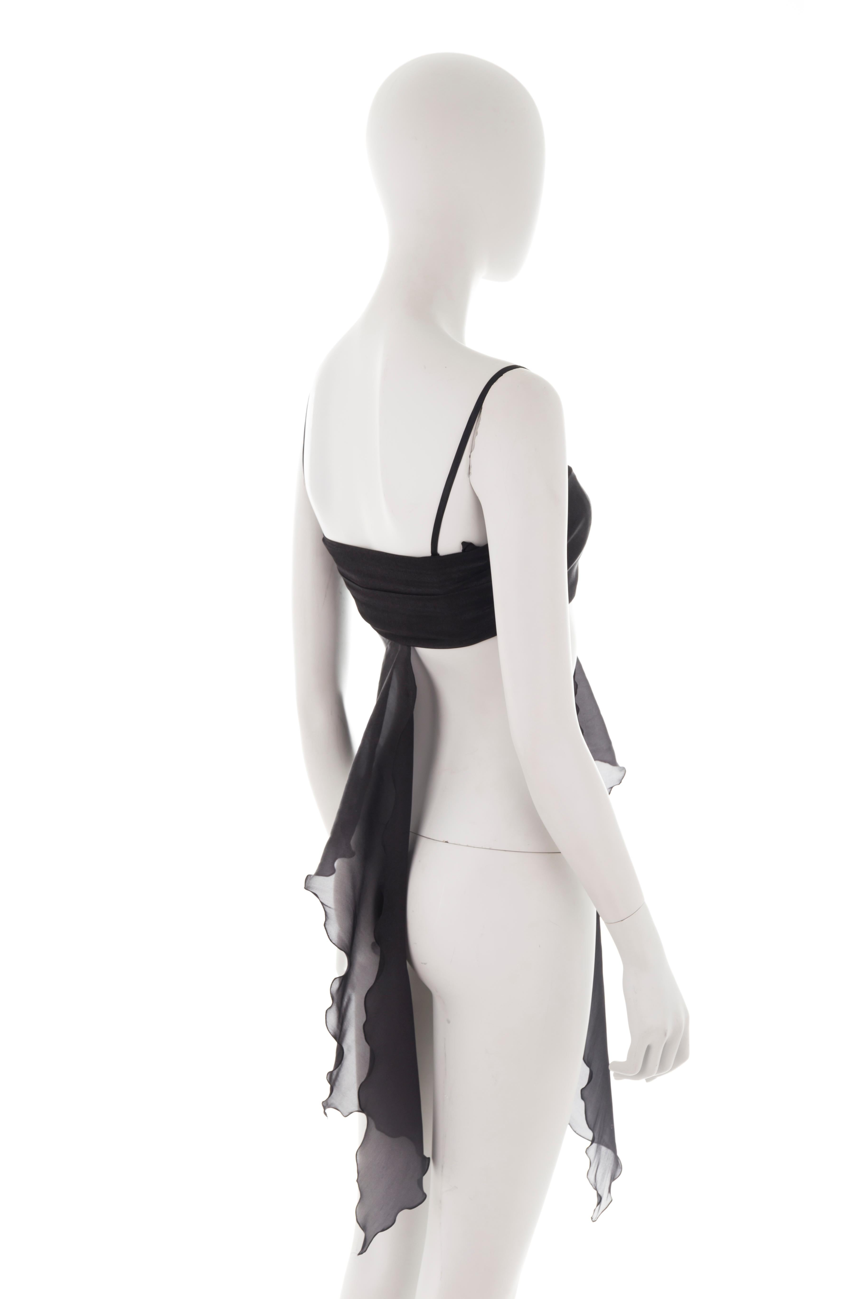 Emporio Armani S/S 2001 ruffled black tube top In Excellent Condition For Sale In Rome, IT