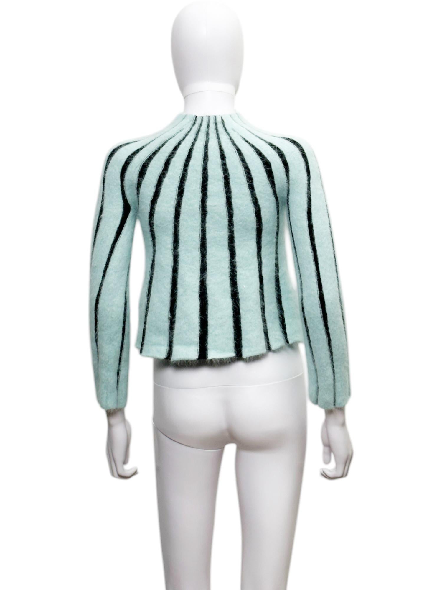 Gray Emporio Armani S/S 2020 Fuzzy Alpaca Mohair Striped Sweater en vente