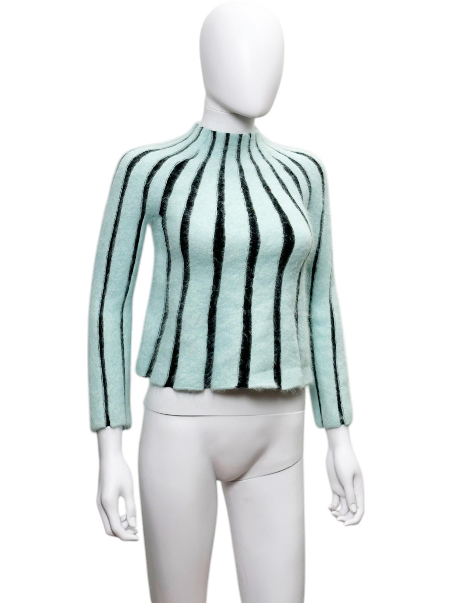 Emporio Armani S/S 2020 Fuzzy Alpaca Mohair Striped Sweater Excellent état - En vente à Caserta, IT