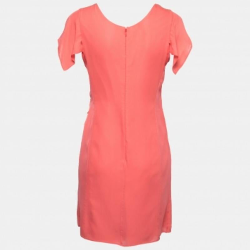 Emporio Armani - Robe midi drapée en soie rose saumon, taille M Pour femmes en vente