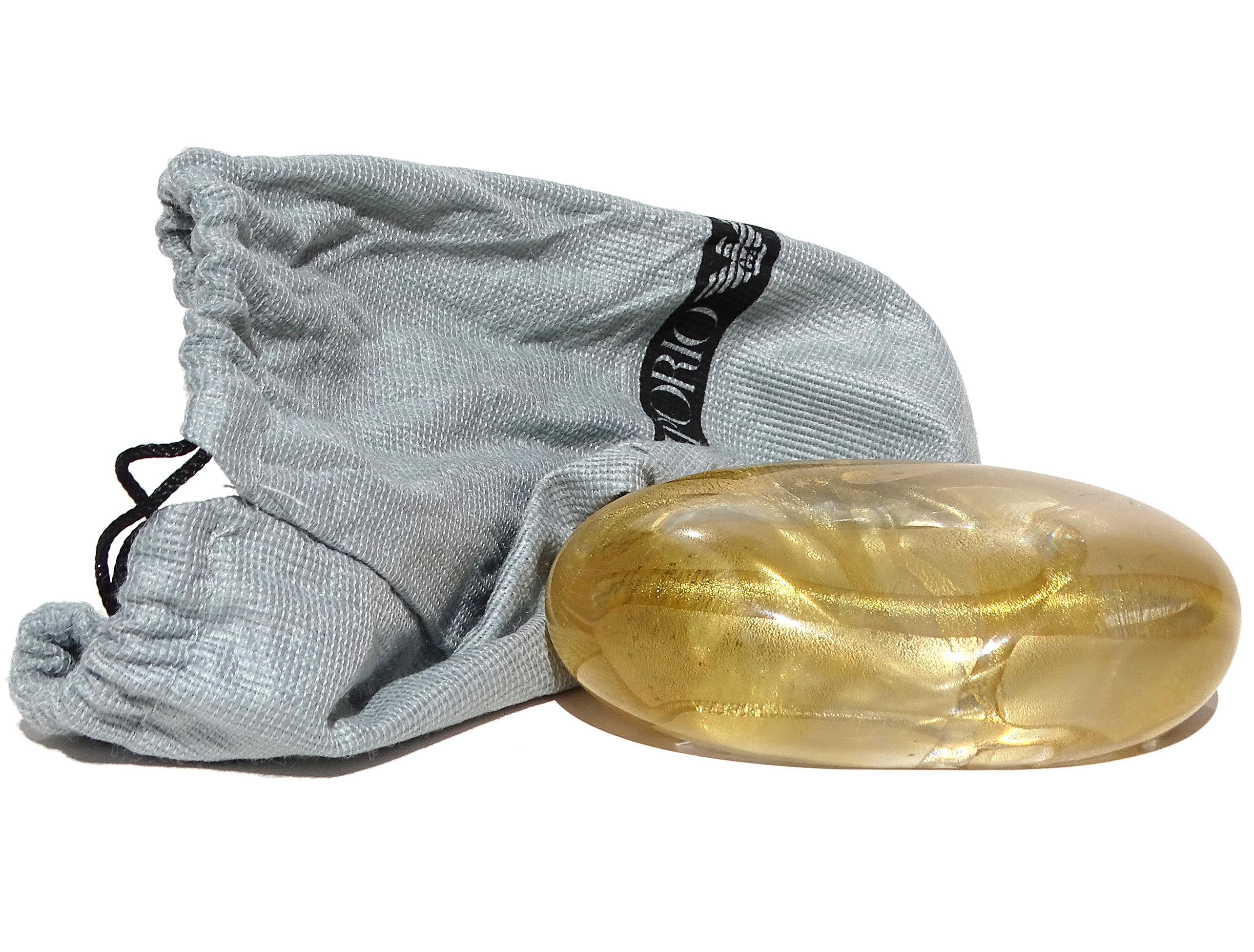 Emporio Armani Seguso Viro Murano Gold Italienisches Kunstglas Briefbeschwerer und Tasche (Handgefertigt) im Angebot