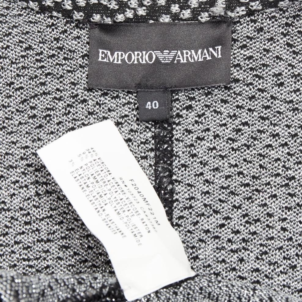EMPORIO ARMANI silver lurex boucle applique black trim knit blazer IT40 S For Sale 4