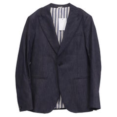 Emporio Armani Single-Breasted Denim Blazer in Blue Cotton